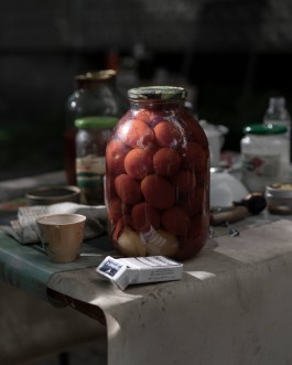 Pickled tomatoes on the table